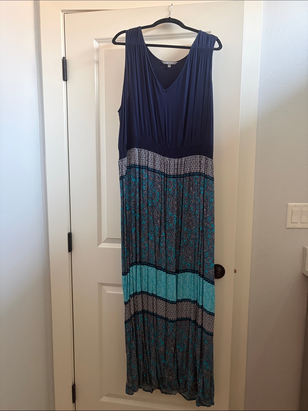 Daisy Fuentes Blue Multi-Panel Paisley Maxi Skirt